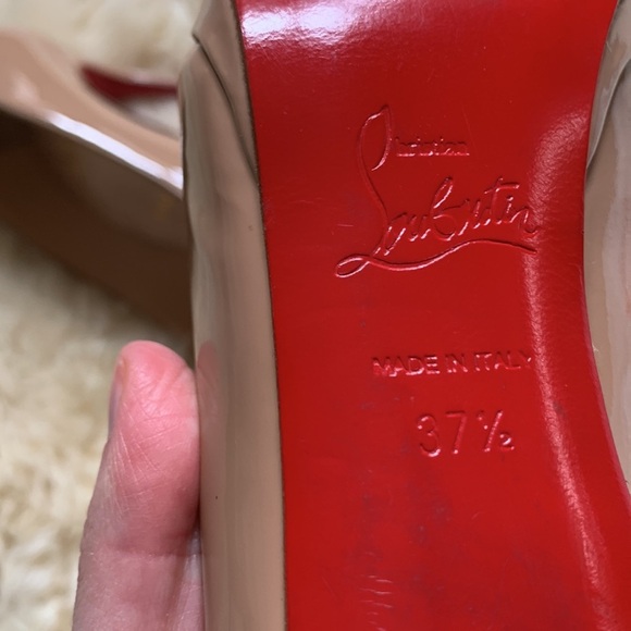 Christian Louboutin Nude Beige New Simple Patent Pumps Heels Shoes 37.5 - Picture 15 of 16
